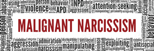 Malignant Narcissism word cloud conceptual design isolated on white background.
