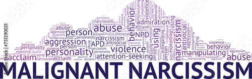 Malignant Narcissism word cloud conceptual design isolated on white background.