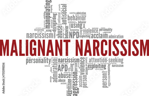Malignant Narcissism word cloud conceptual design isolated on white background.