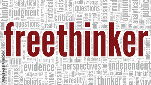 Freethinker word cloud conceptual design isolated on white background.