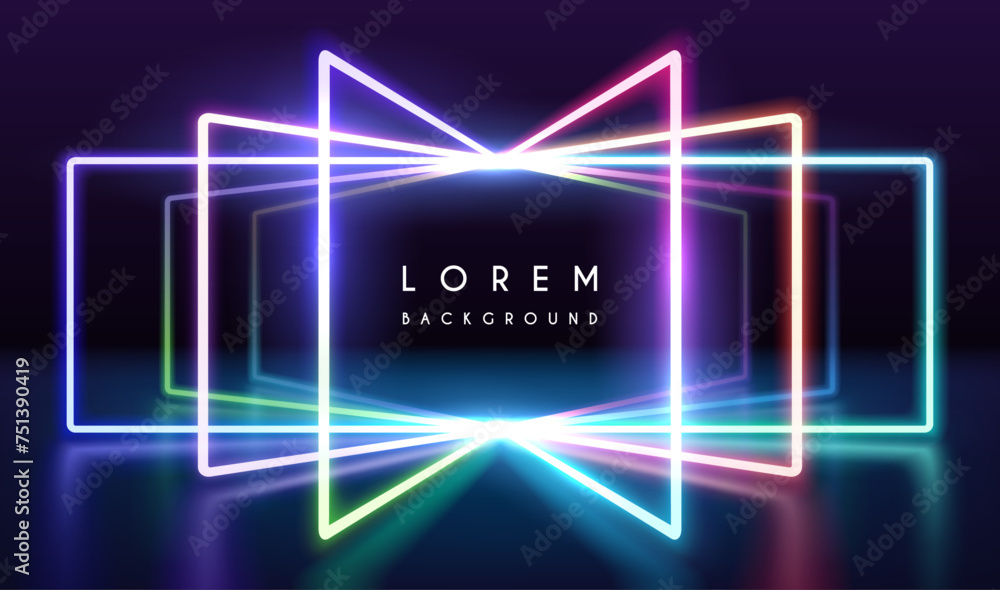 Abstract neon glowing frames background