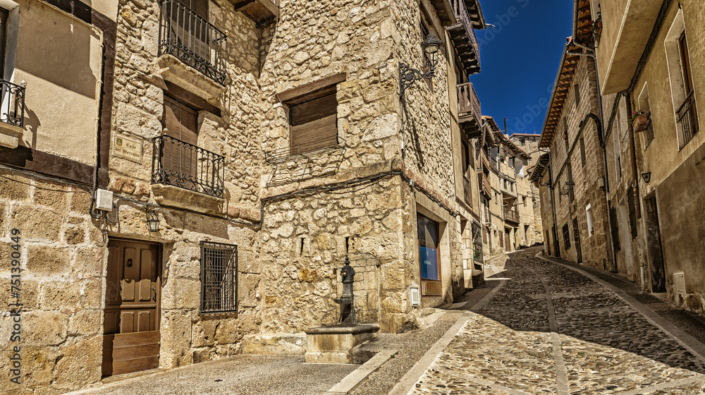 Street Scene, Traditional Architecture, Frías Medieval Town, Historic Artistic Grouping, Las Merindades, Burgos, Castilla y León, Spain, Europe