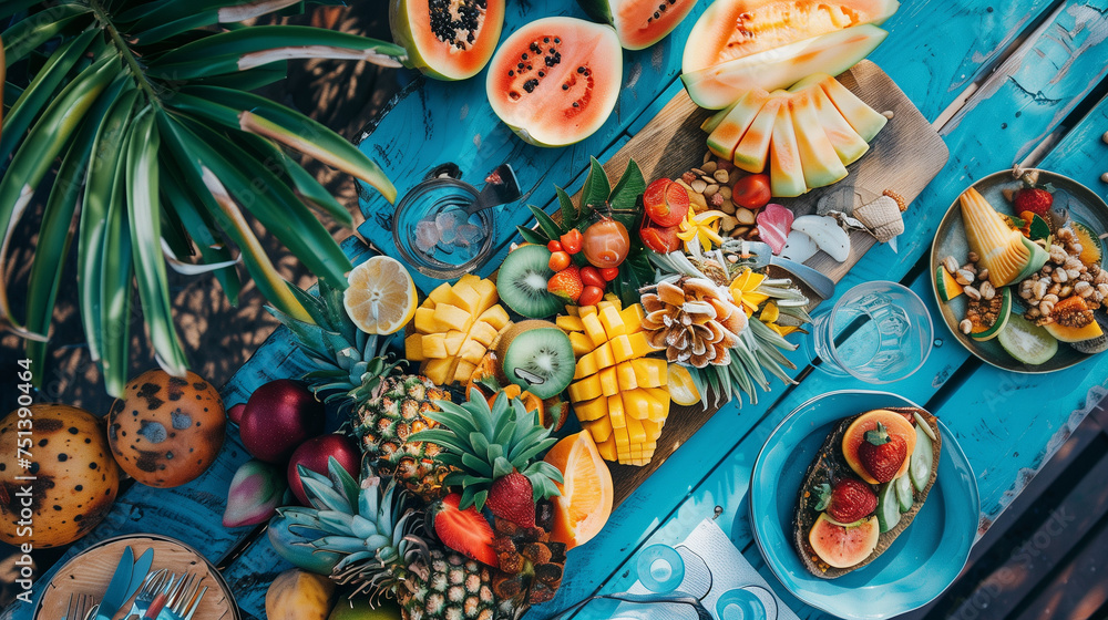 mixed tropical fruit plate