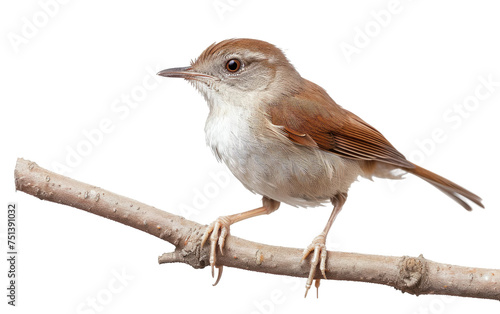 Nightingale Perched on a Branch isolated on transparent Background © Sehar