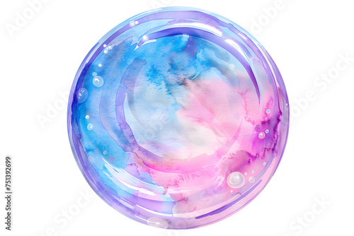 Pastel colors soap bubble in watercolor style isolated on white background