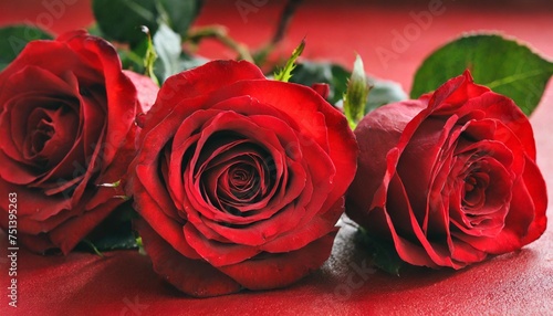 red roses on red background close up