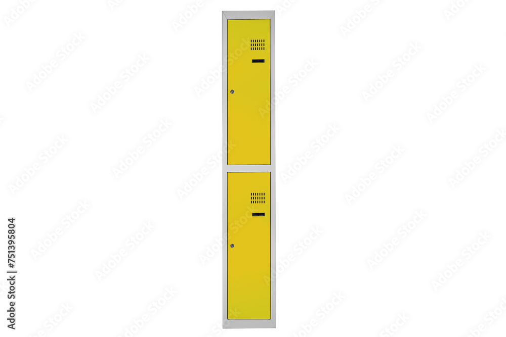 Yellow lockers for locker room. Change room metal box