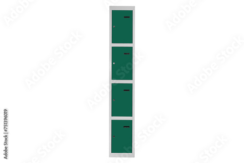 Green lockers for locker room. Change room metal box