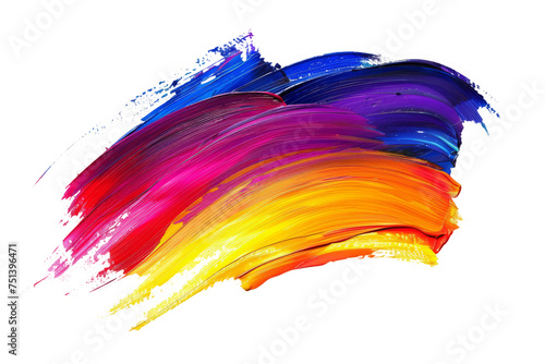 bright wavy colorful brush strokes isolated on white background