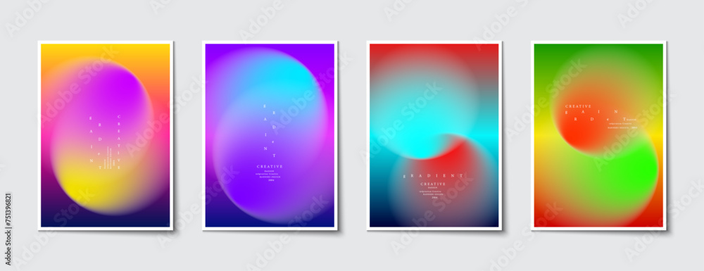 Blurred background collection with modern abstract gradient multicolored  graphic background. Ideas for covers, posters, brochure and cards EPS vector illustration