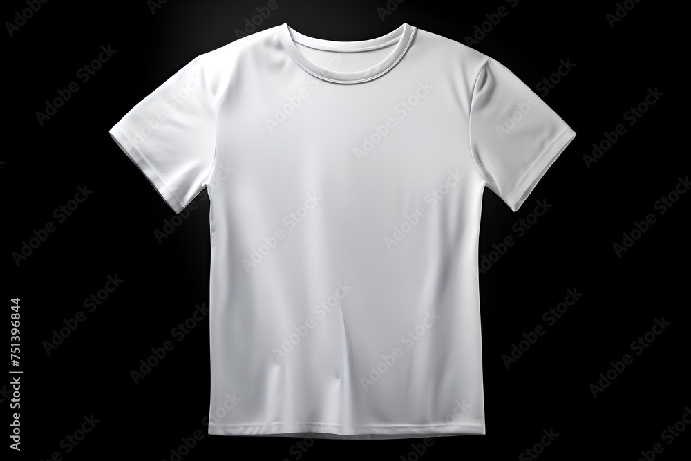 White t-shirt isolated on black background. 3d rendering. White t-shirt isolated on black background. 3d rendering.