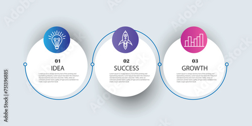 Circular business infographic template with three steps