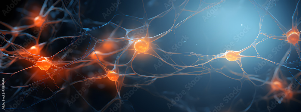 Fototapeta premium Brain Neurons High-Resolution 3D Illustration. Network of Neurons in the Human Brain