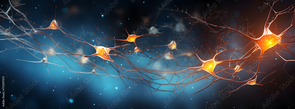 Brain Neurons High-Resolution 3D Illustration. Network of Neurons in the Human Brain