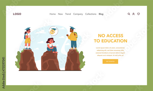Education gap concept. Flat vector illustration