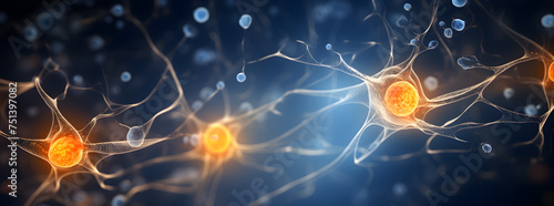 Brain Neurons High-Resolution 3D Illustration. Network of Neurons in the Human Brain