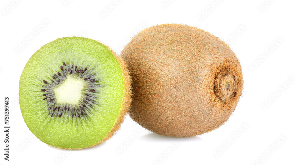 kiwi fruit and slice slice isolated on white background. kiwi fruit and slice slice isolated on white background.