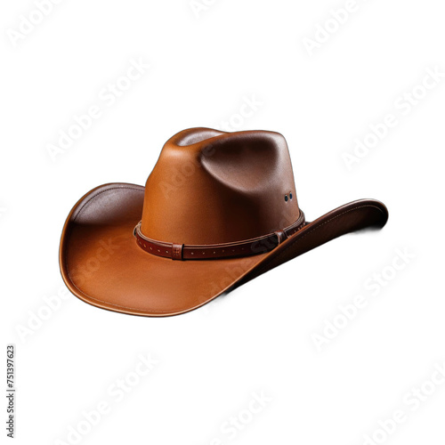 A brown cowboy hat with a brown band