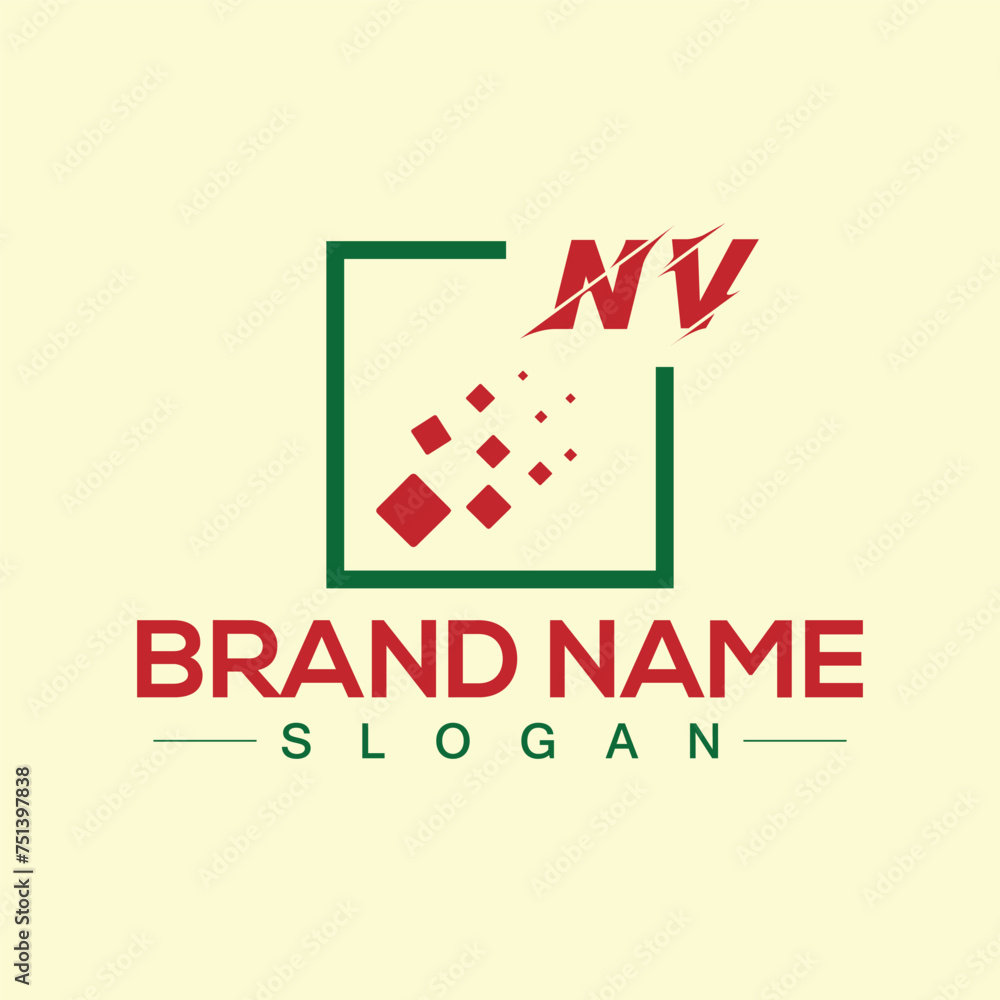 Fototapeta premium Letter NV logo design template vector for corporate business