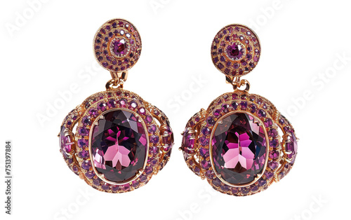 Rhodolite Earring isolated on transparent Background