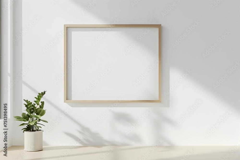 Minimalist Room with Blank Frame and Potted Plant Minimalist Room with Blank Frame and Potted Plant