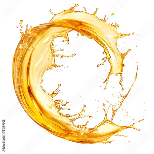 Yellow beer, oil or juice splash. Realistic liquid beverage swirl isolated on white background