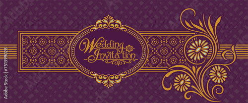 Indian wedding invitation card template. Vector illustration.