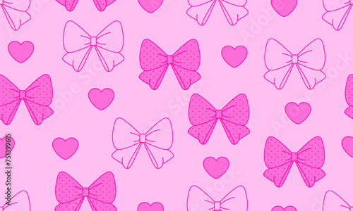 Seamless pattern abstract pink background vector illustration. Hearts and bows pink background. Decoration banner themed Lol surprise doll girlish style. Invitation card template
