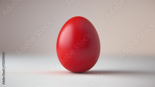 The red egg with a subtle texture on a soft gradient background. Minimalist Easter concept.