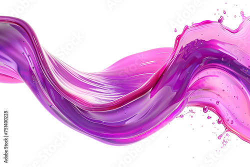 Purple and pink glossy liquid wave Isolated on white background