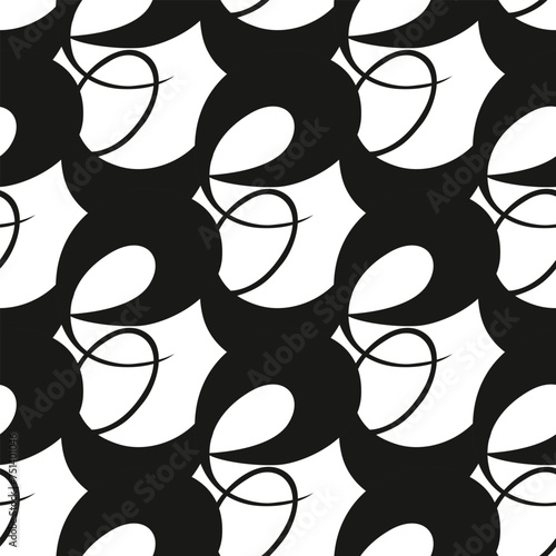 Abstract black line doodle seamless pattern. Creative minimalist style art background