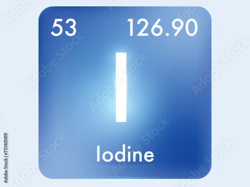 Iodine icon style concept on Periodic table
