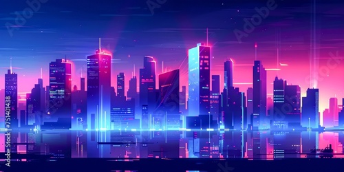 Neon Glow of a Cyberpunk Cityscape. Generative ai