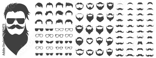 Set of hipster mustache icon. Different mustache collection. Vector illustration
