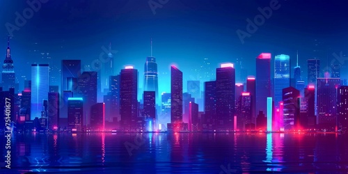 Neon Glow of a Cyberpunk Cityscape. Generative ai