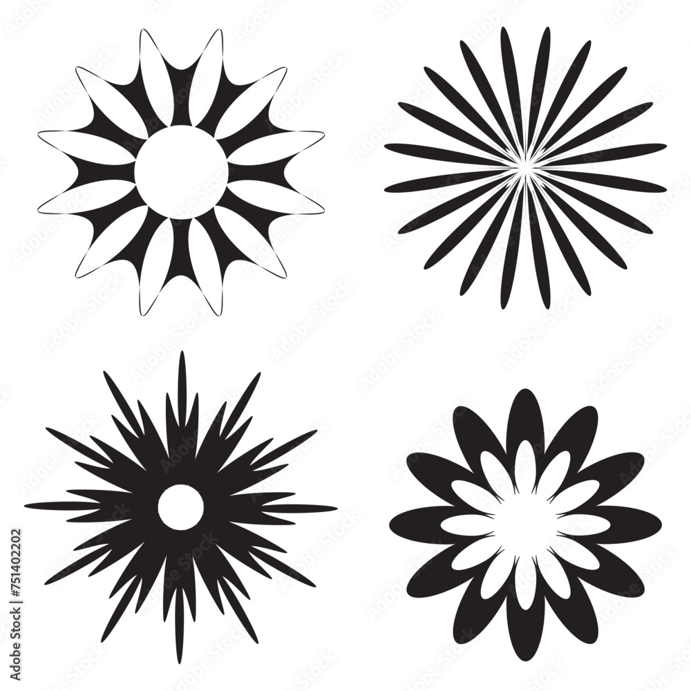 Black Daisy Chamomile silhouette icon set. Camomile big set. Cute round flower plant collection. Love card symbol. Simple different shape. Growing concept. Flat design. Isolated. White background. Black Daisy Chamomile silhouette icon set. Camomile big set. Cute round flower plant collection. Love card symbol. Simple different shape. Growing concept. Flat design. Isolated. White background.