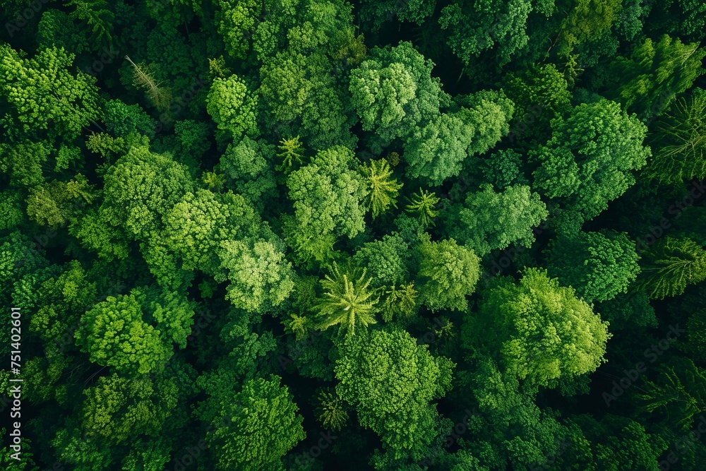 Aerial view of a lush green forest