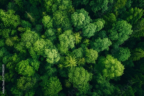 Aerial view of a lush green forest © STOCK AI