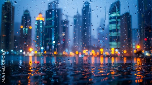 Rainy Evening in the City: Lights and Reflections. Generative ai
