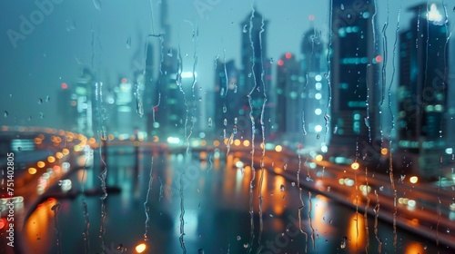 Rainy Evening in the City  Lights and Reflections. Generative ai