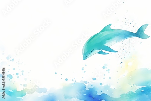 Dolphin underwater underwater shot underwater angle silhouette effect pastel color watercolor 