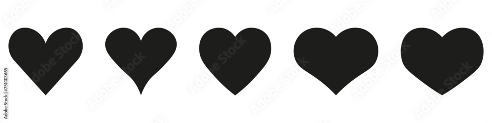 Heart icons set on white background Heart icons set on white background