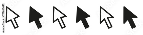 Computer mouse click cursor gray arrow icons set and loading icons. Cursor icon. Vector illustration.