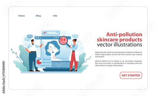 Anti-pollution skincare products illustration. Defending skin health with barrier-enhancing formulas. Urban protection meets skincare science. Vector illustration.