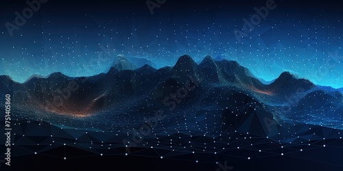 Big data  abstract mountain range made from hexagonal shapes  data mining and management concept