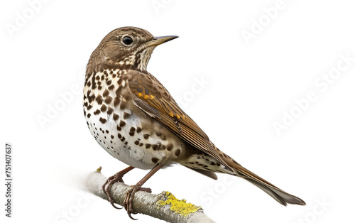 Perched Thrush: A Branch's Companion isolated on transparent Background