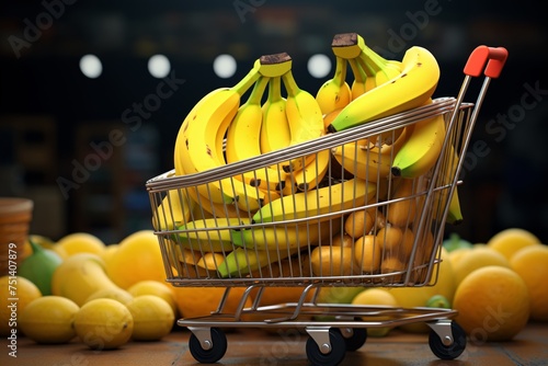 a shopping cart full of bananas photo