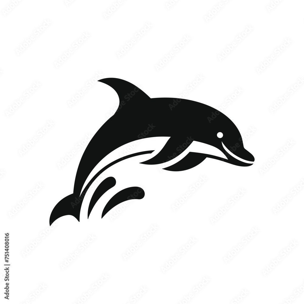 Dive into Elegance Dolphin Logo Icon in Vector, Isolated on White Dive into Elegance Dolphin Logo Icon in Vector, Isolated on White