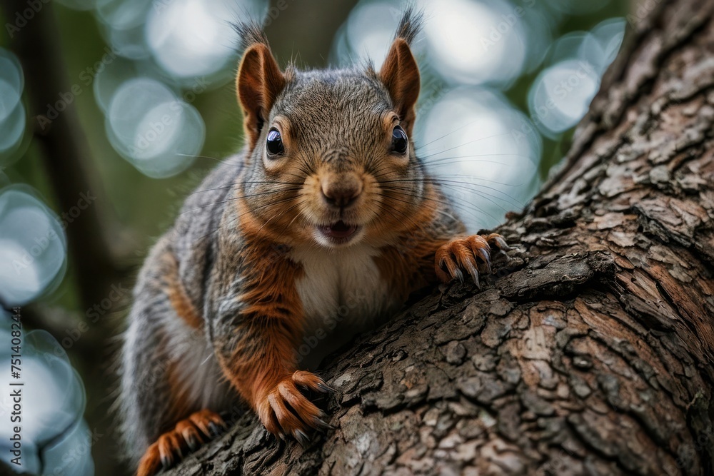 Close up of a squirrel on tree Close up of a squirrel on tree