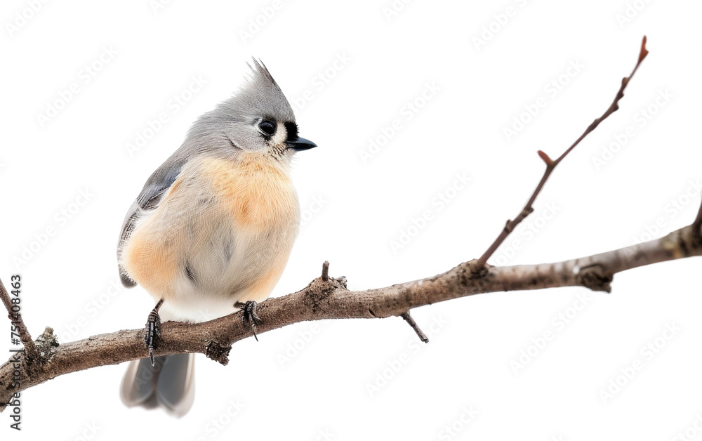 Perched Titmouse on a Branch isolated on transparent Background